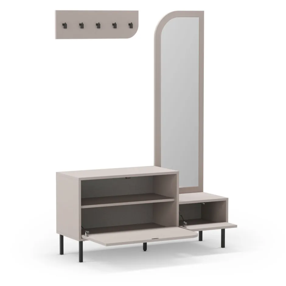 Hot No name SILVAR Meuble d'entrée 2 portes avec miroir et portant en bois et métal H172cm
