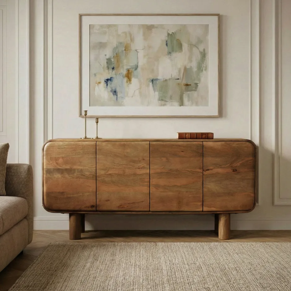 Online Drawer SIRA Buffet 4 portes en bois massif L160cm