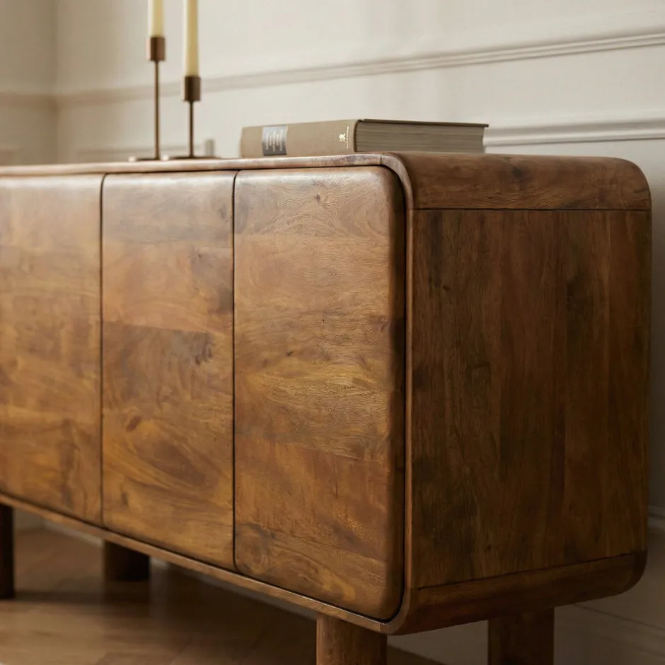Online Drawer SIRA Buffet 4 portes en bois massif L160cm