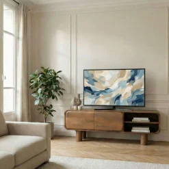 Online Drawer SIRA Meuble tv 2 portes en bois massif L140cm