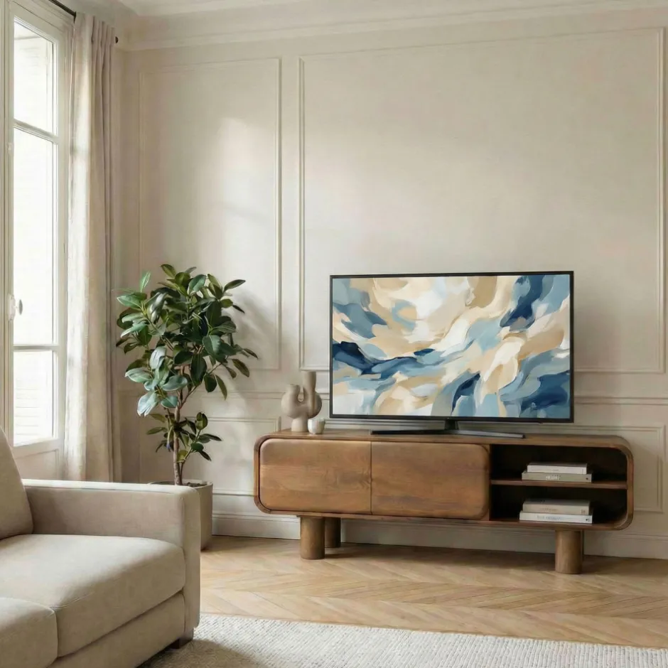 Online Drawer SIRA Meuble tv 2 portes en bois massif L140cm