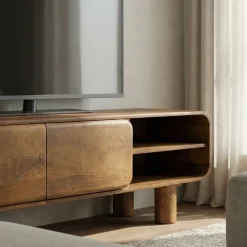 Online Drawer SIRA Meuble tv 2 portes en bois massif L140cm