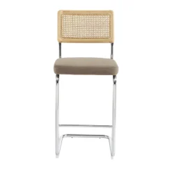 Online No name SKANA Lot de 2 chaises de bar en velours côtelé pieds chrome H66cm