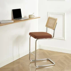 Online No name SKANA Lot de 2 chaises de bar en velours côtelé pieds chrome H66cm