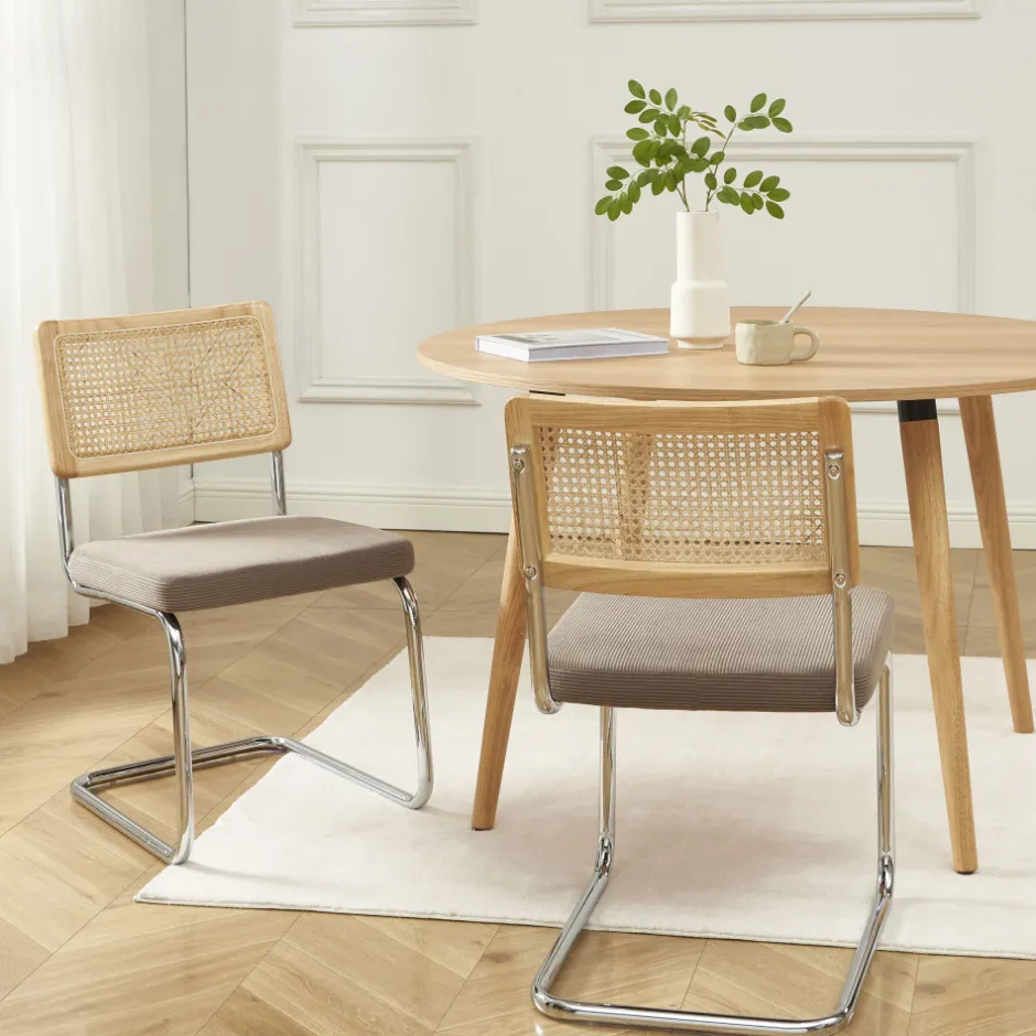 Online No name SKANA Lot de 2 chaises en velours côtelé pieds chrome