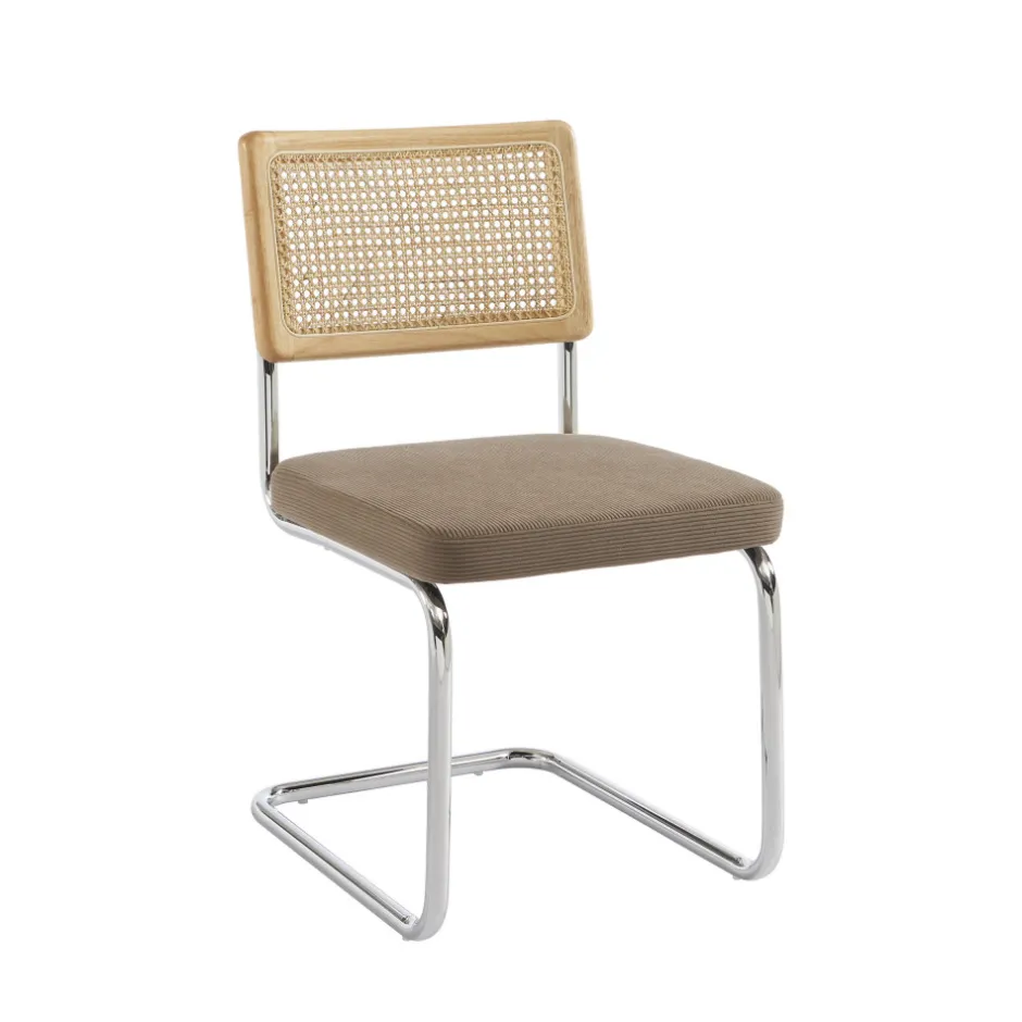 Online No name SKANA Lot de 2 chaises en velours côtelé pieds chrome