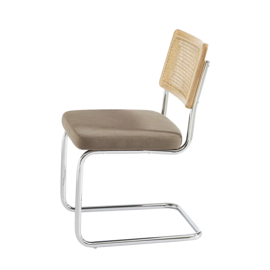 Online No name SKANA Lot de 2 chaises en velours côtelé pieds chrome