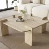 Outlet Drawer SOLENI Table basse effet travertin 90x90cm