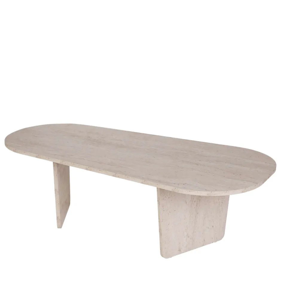 Clearance Drawer SOMA Table basse ovale effet travertin 130x65cm