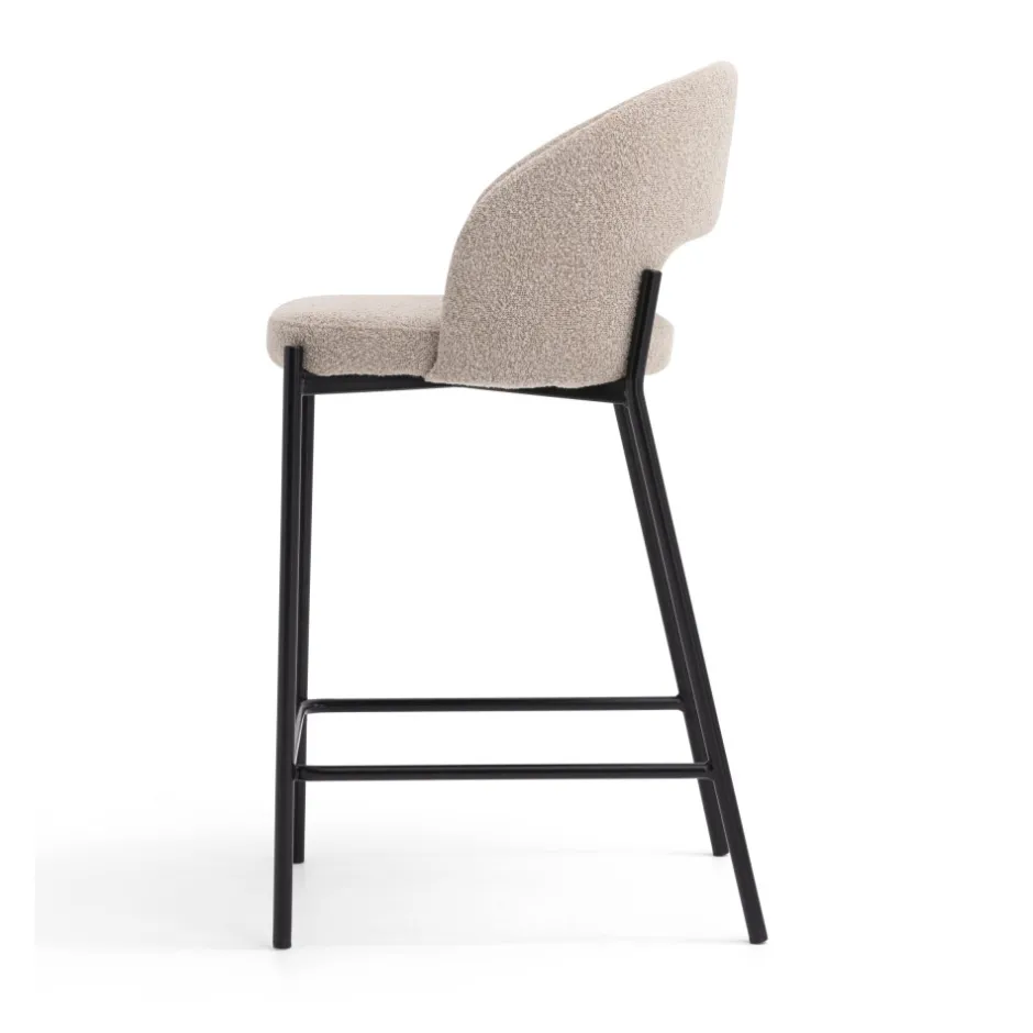 Online Drawer SOREN Lot de 2 chaises de bar en tissu bouclette et métal H65cm