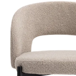 Online Drawer SOREN Lot de 2 chaises de bar en tissu bouclette et métal H65cm