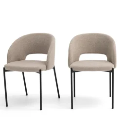 Best Drawer SOREN Lot de 2 chaises en tissu bouclette et métal