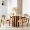 Discount Drawer SORONG Table à manger 4 personnes ronde en marbre et bois massif