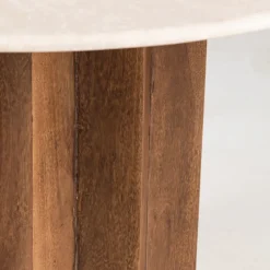 Discount Drawer SORONG Table à manger 4 personnes ronde en marbre et bois massif