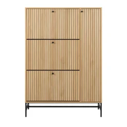 Discount Drawer STORO Meuble à chaussures 4 portes en bois et métal L98,7cm