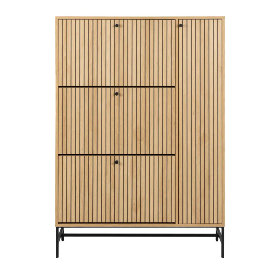 Discount Drawer STORO Meuble à chaussures 4 portes en bois et métal L98,7cm