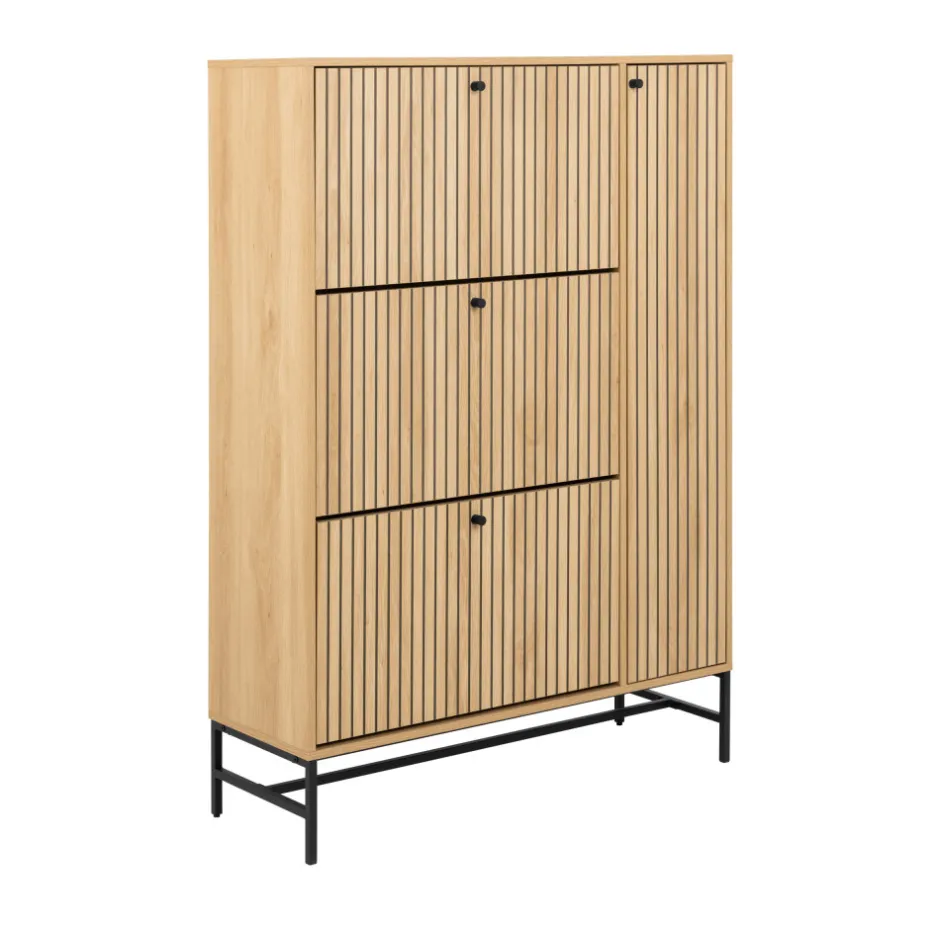 Discount Drawer STORO Meuble à chaussures 4 portes en bois et métal L98,7cm
