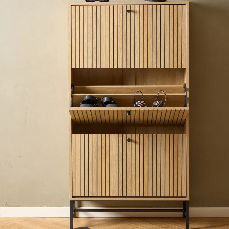 Clearance Drawer STORO Meuble à chaussures 3 portes en bois et métal L71,6cm