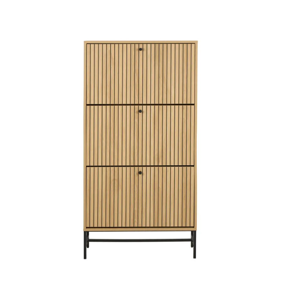 Clearance Drawer STORO Meuble à chaussures 3 portes en bois et métal L71,6cm
