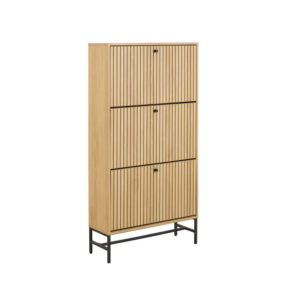 Clearance Drawer STORO Meuble à chaussures 3 portes en bois et métal L71,6cm