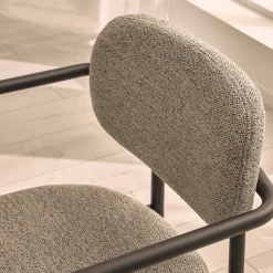 Clearance Drawer STUART Lot de 2 fauteuils de table en tissu bouclette et métal
