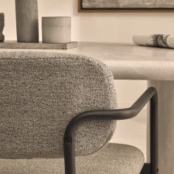 Clearance Drawer STUART Lot de 2 fauteuils de table en tissu bouclette et métal
