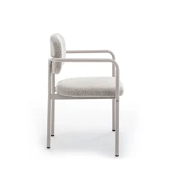 Online Drawer STUART Lot de 2 fauteuils de table en tissu bouclette pieds beiges