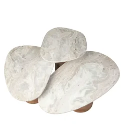 Outlet Dutchbone SUKI Lot de 3 tables basses organiques gigognes en marbre et bois