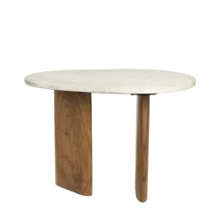 Discount No name TANDA Table d'appoint organique en marbre et bois 37x56cm