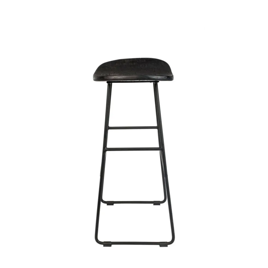 Sale No name TANGLE Tabouret de bar en teck recyclé et métal H62cm