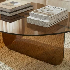 Online Drawer TILA Table basse organique en verre L100cm