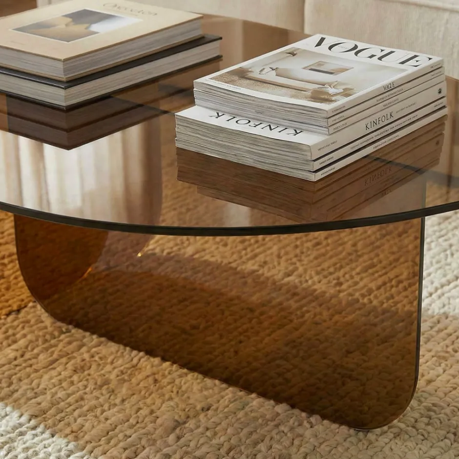 Online Drawer TILA Table basse organique en verre L100cm