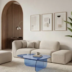 Online Drawer TILA Table basse organique en verre L100cm