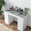 Sale Drawer TIYA Coiffeuse 13 tiroirs avec plateau en verre L120cm