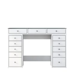 Sale Drawer TIYA Coiffeuse 13 tiroirs avec plateau en verre L120cm