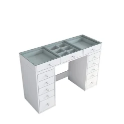 Sale Drawer TIYA Coiffeuse 13 tiroirs avec plateau en verre L120cm