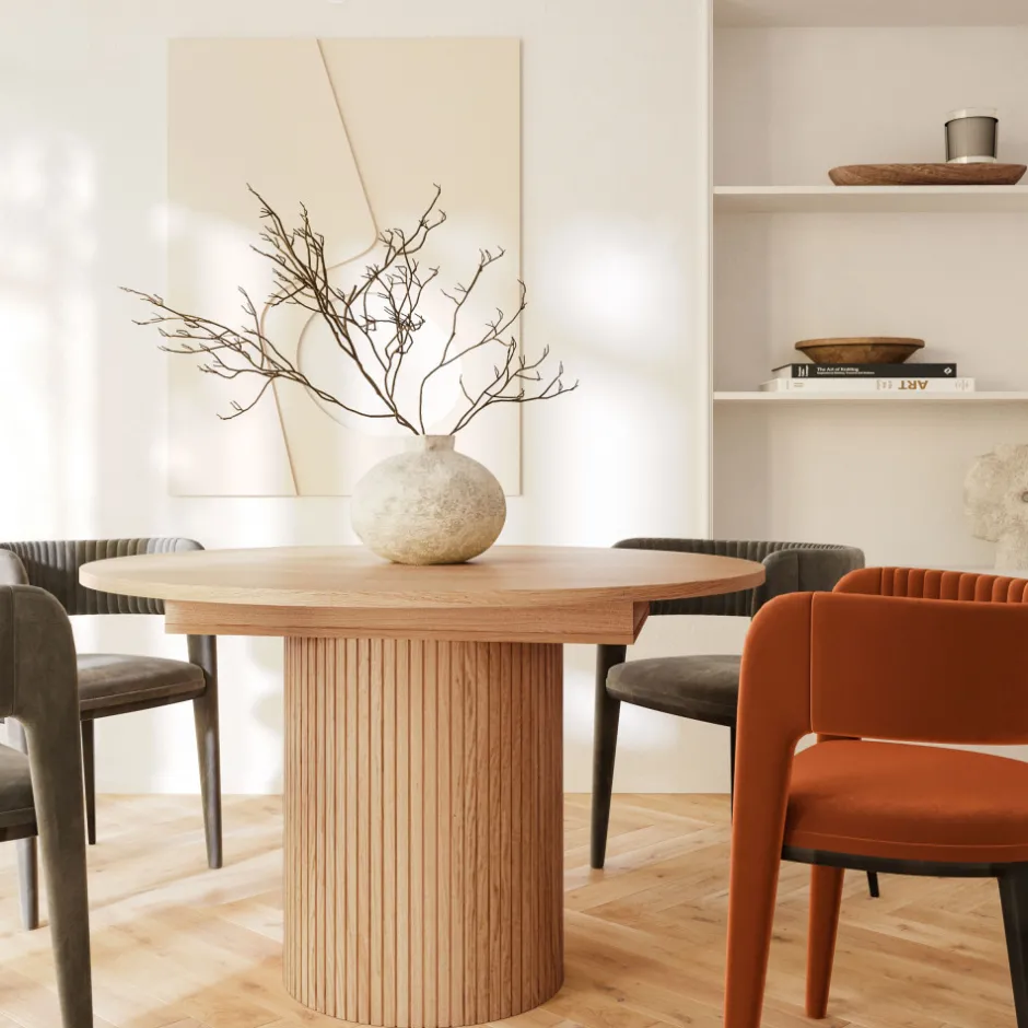Hot Woodman TOSCANA Table à manger extensible 4 à 6 personnes en bois ø120-160x120cm