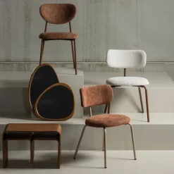New Woood TRAVIS Lot de 2 chaises en tissu et pieds marron
