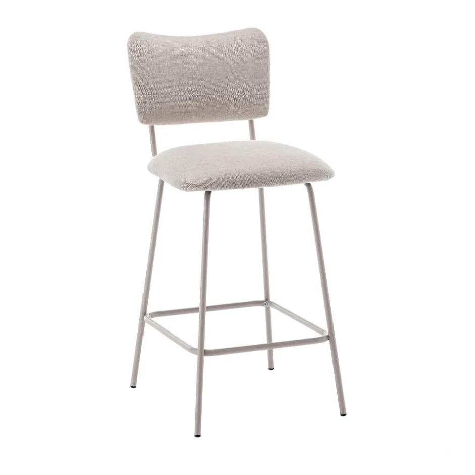Clearance Drawer VANDER Lot de 2 chaises de bar en tissu et métal pieds beiges H65cm