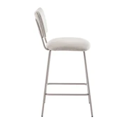 Clearance Drawer VANDER Lot de 2 chaises de bar en tissu et métal pieds beiges H65cm