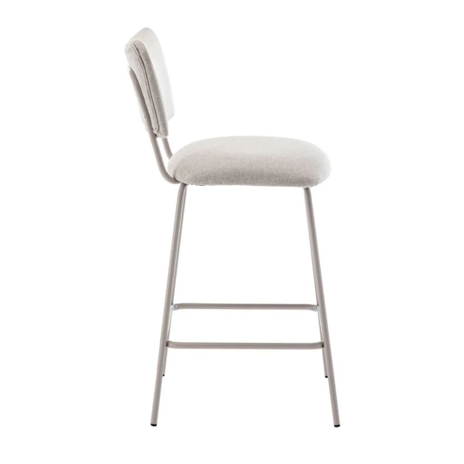 Clearance Drawer VANDER Lot de 2 chaises de bar en tissu et métal pieds beiges H65cm