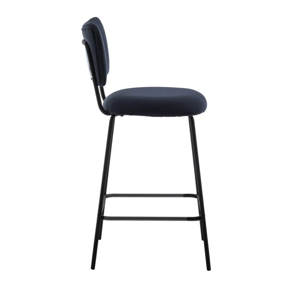 Clearance Drawer VANDER Lot de 2 chaises de bar en velours côtelé et métal H65cm
