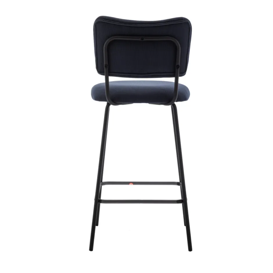 Clearance Drawer VANDER Lot de 2 chaises de bar en velours côtelé et métal H65cm