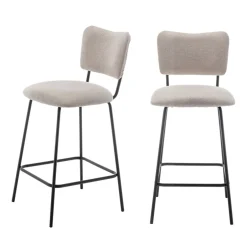 Clearance Drawer VANDER Lot de 2 chaises de bar en tissu et métal H65cm