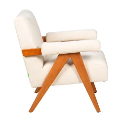 Discount Drawer VEDA Fauteuil en tissu chenille et bois