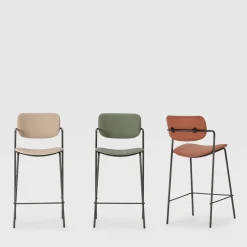 Best No name VELURA Lot de 2 tabourets de bar en simili cuir et métal H67cm