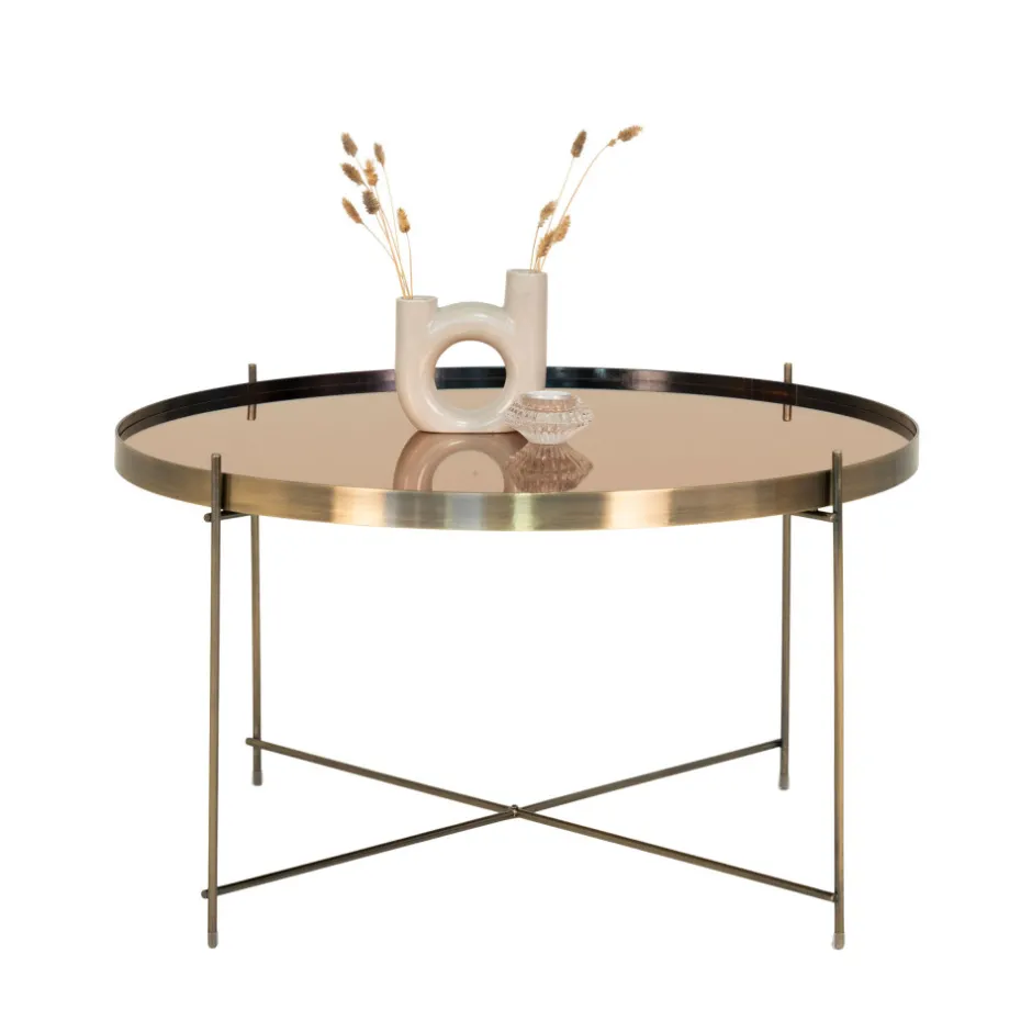 Online House Nordic VENEZIA Table basse en verre et métal ø70xh40cm