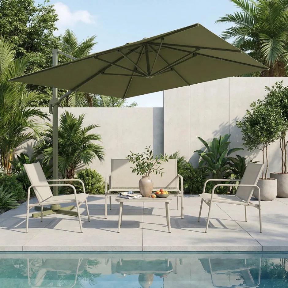 Best Drawer VEYA Parasol carré déporté en aluminium 3x3m