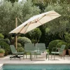 Hot Drawer VEYA Parasol carré déporté en aluminium et effet bois 3x3m