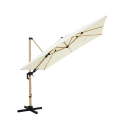 Hot Drawer VEYA Parasol carré déporté en aluminium et effet bois 3x3m